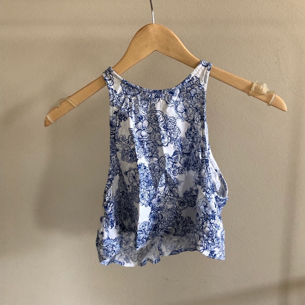 Blue Paisley Crop Top
